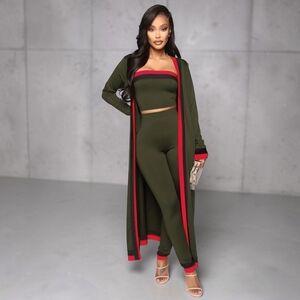 Fashion Nova Casual And Cool Washed Cardigan Set in Green/combo size SM
